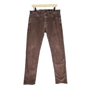 AG ADRIANO GOLDSCHMIED MEN’S BROWN CORDUROY STRAIGHT LEG PANTS – SIZE 34X34
